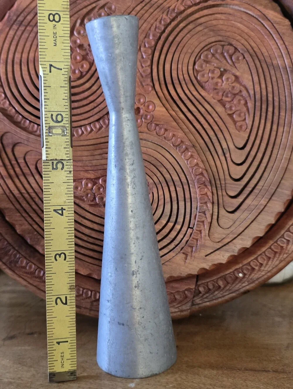 Vintage National Pewter Minimalist Bud Vase Brutalist MCM Decor - Picture 11 of 12